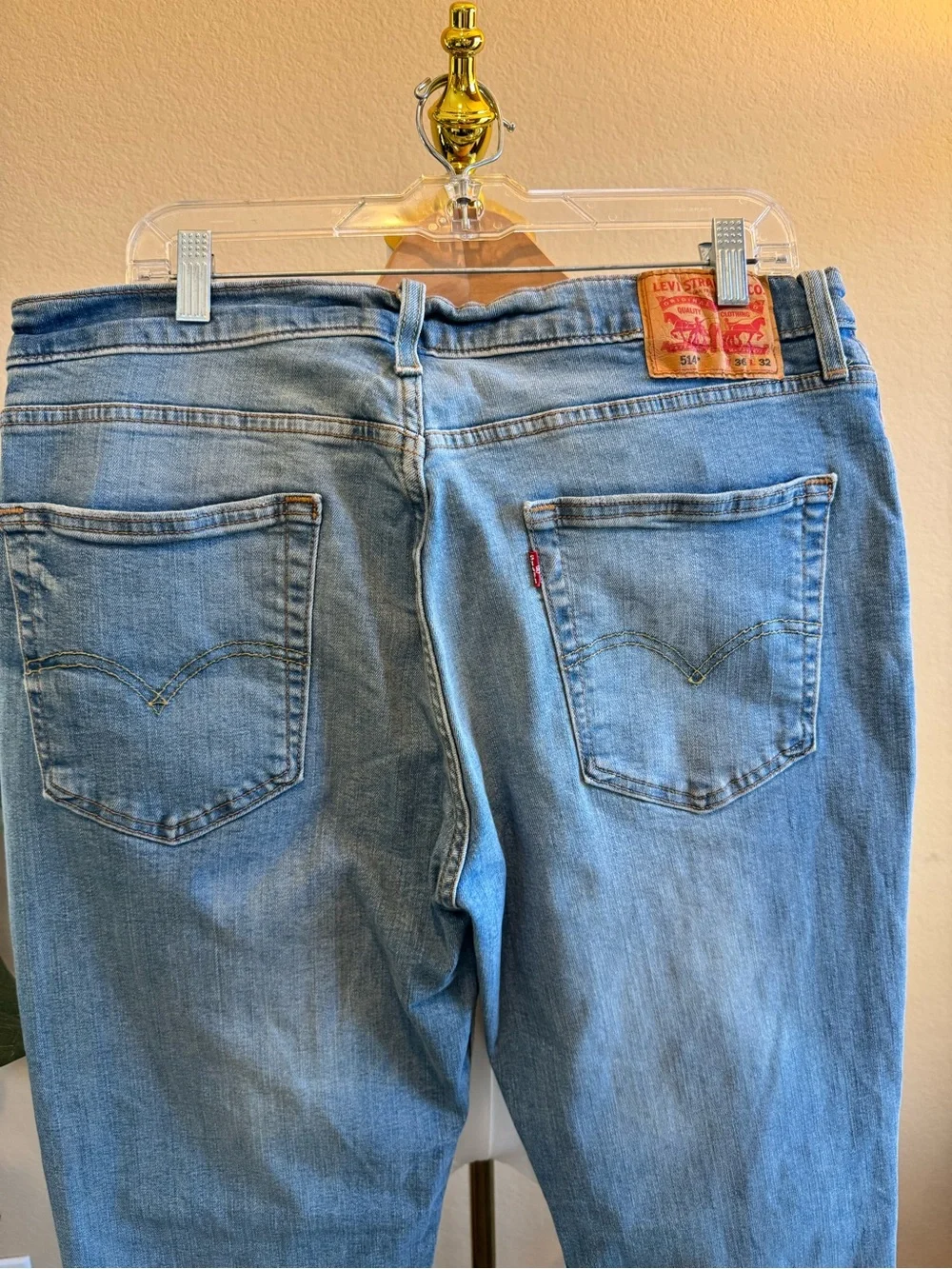 Levi's 514 Jeans Men's 36x32 Blue Straight Fit Stretch Light Wash